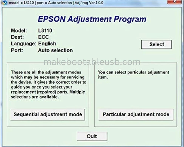 Epson L3110 Adjustment Program